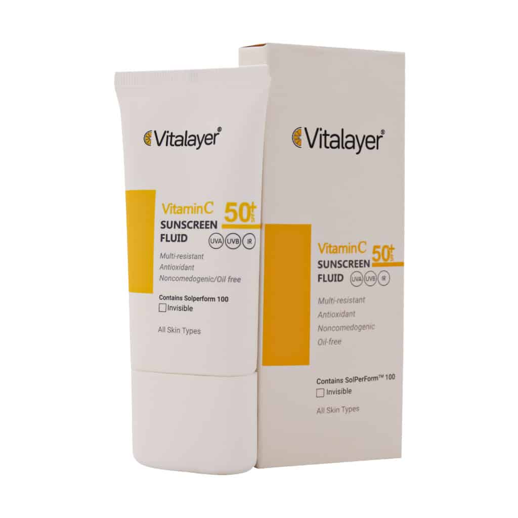 فلوئید ضد آفتاب SPF50 حاوی ویتامین C ویتالیر